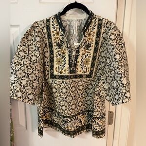 NWT By Anthropologie pleated puff sleeve blouse L